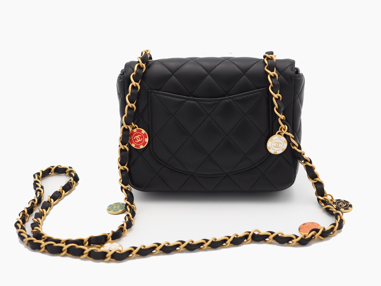 Chanel Black Lambskin Mini Flap Bag with Enamel Charms & Gold-Tone Metal Hardware (NT7TEE4) - Image 4