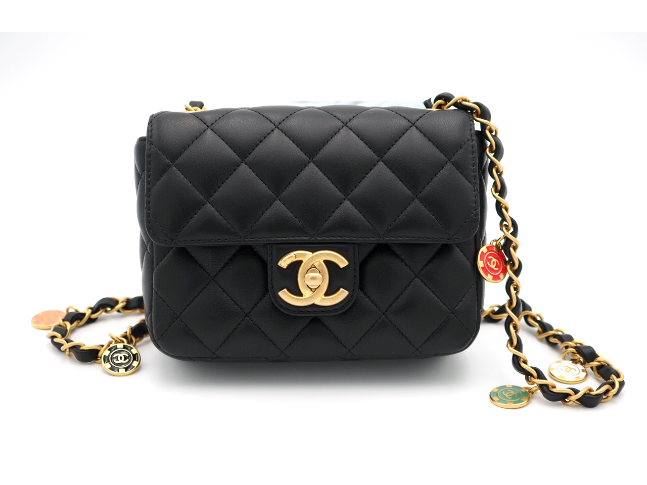 Chanel Black Lambskin Mini Flap Bag with Enamel Charms & Gold-Tone Metal Hardware (NT7TEE4) - Image 2