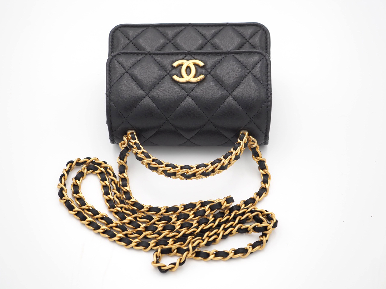 Chanel Black Lambskin Top Handle Chain Mini Vanity Case Kelly Flap Gold Hardware (G2LJT31J) - Image 5
