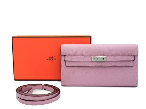 Hermes Portefeuille Pink Sac Kelly To Go Veau Epsom Leather Pink/ Mauve Sylvestre Long Wallet