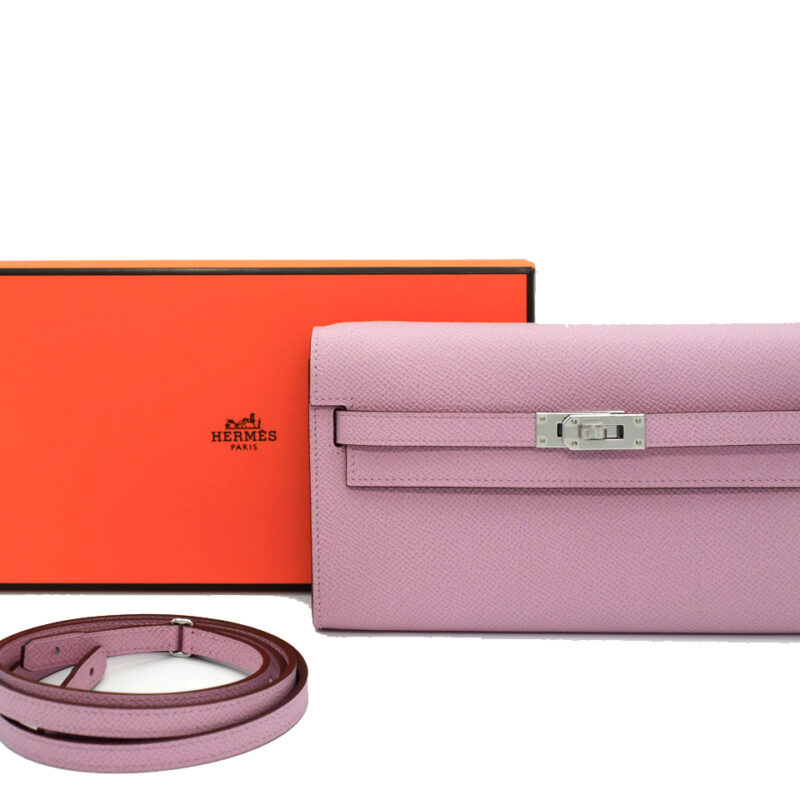 Hermes Portefeuille Pink Sac Kelly To Go Veau Epsom Leather Pink/ Mauve Sylvestre Long Wallet