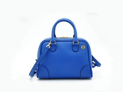 Loewe 301.30PL01 Electric Blue Calfskin Amazona 19 Square Bag with Strap