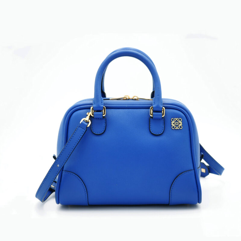 Loewe 301.30PL01 Electric Blue Calfskin Amazona 19 Square Bag with Strap