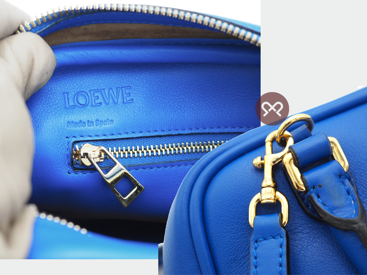Loewe 301.30PL01 Electric Blue Calfskin Amazona 19 Square Bag with Strap - Image 9