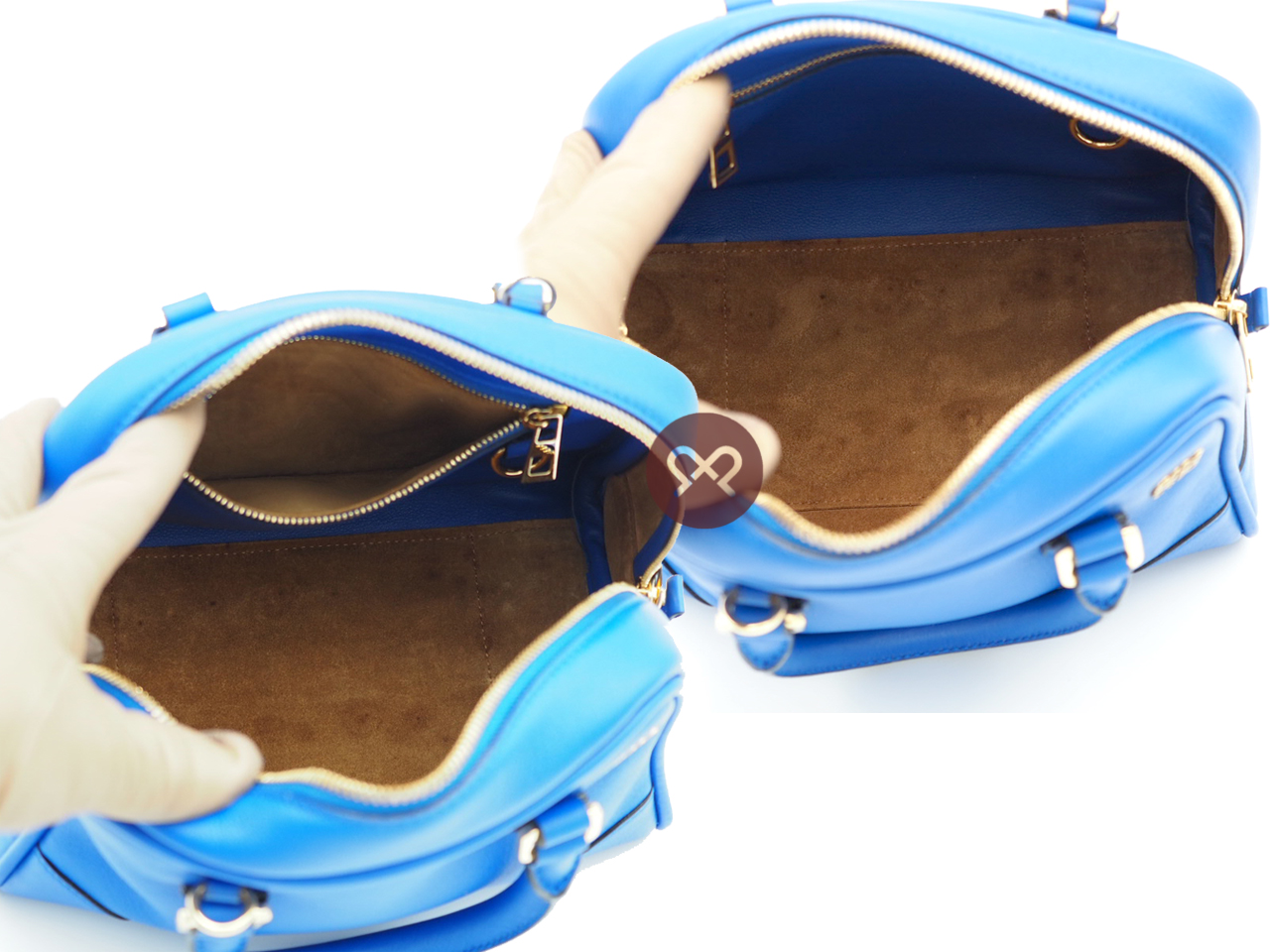 Loewe 301.30PL01 Electric Blue Calfskin Amazona 19 Square Bag with Strap - Image 11