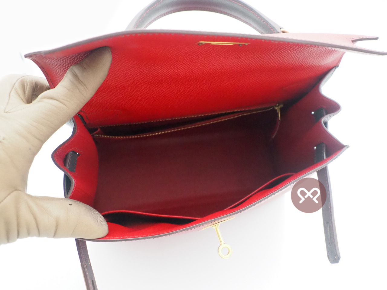 Hermes Kelly 28 Sellier Bi-Color Horseshoe O Stamp Epsom Leather Permabrass Hardware - Image 11