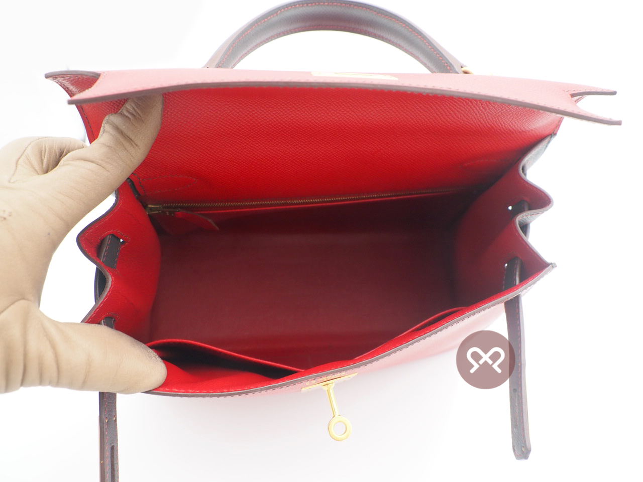 Hermes Kelly 28 Sellier Bi-Color Horseshoe O Stamp Epsom Leather Permabrass Hardware - Image 10