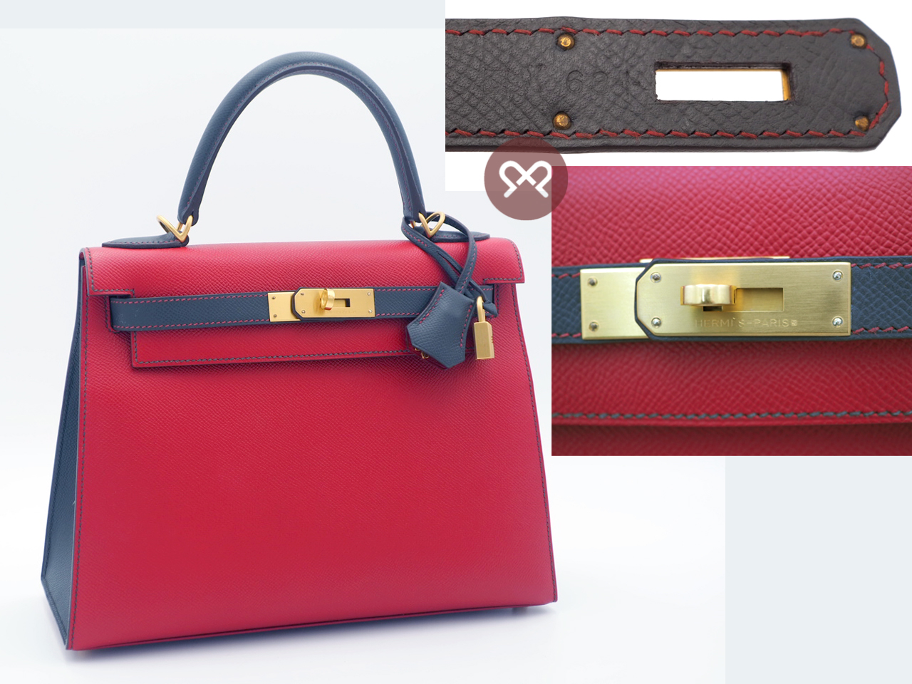 Hermes Kelly 28 Sellier Bi-Color Horseshoe O Stamp Epsom Leather Permabrass Hardware - Image 2