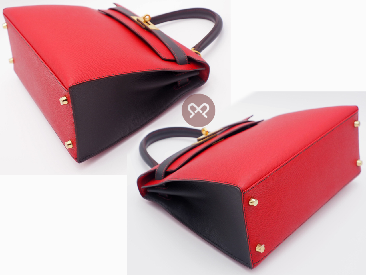 Hermes Kelly 28 Sellier Bi-Color Horseshoe O Stamp Epsom Leather Permabrass Hardware - Image 6