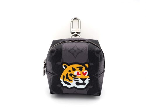 Louis Vuitton MP3224 Tiger Squared Pouch Bag Charm/ Key Ring Pouch Silver Hardware (CX0291)