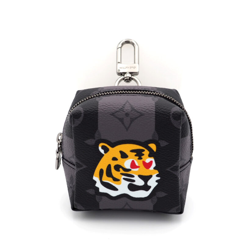 Louis Vuitton MP3224 Tiger Squared Pouch Bag Charm/ Key Ring Pouch Silver Hardware (CX0291)