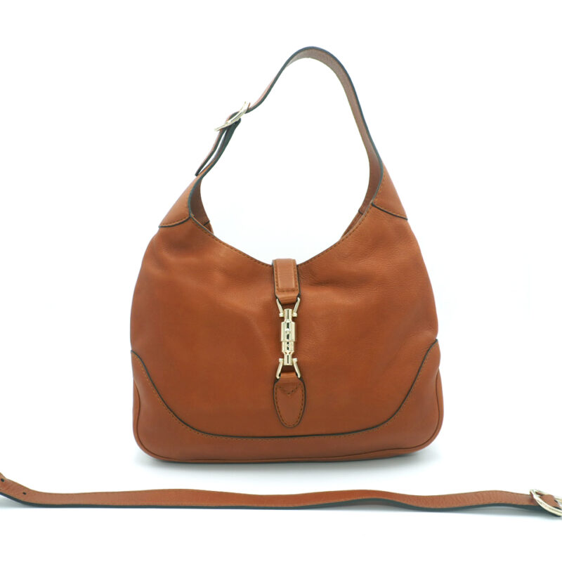 Gucci 277520 Light Brown/ Camel Calf Leather New Jackie 2-way Bag Gold Hardware