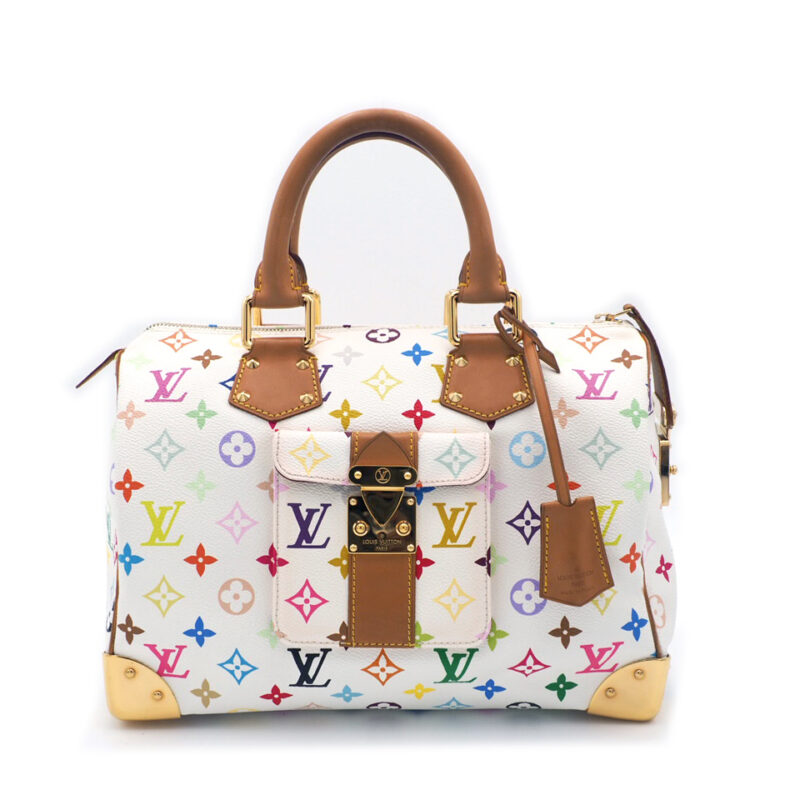 Louis Vuitton M92643 Monogram Multicolor Canvas White Speedy 30 Tote (SP1014)