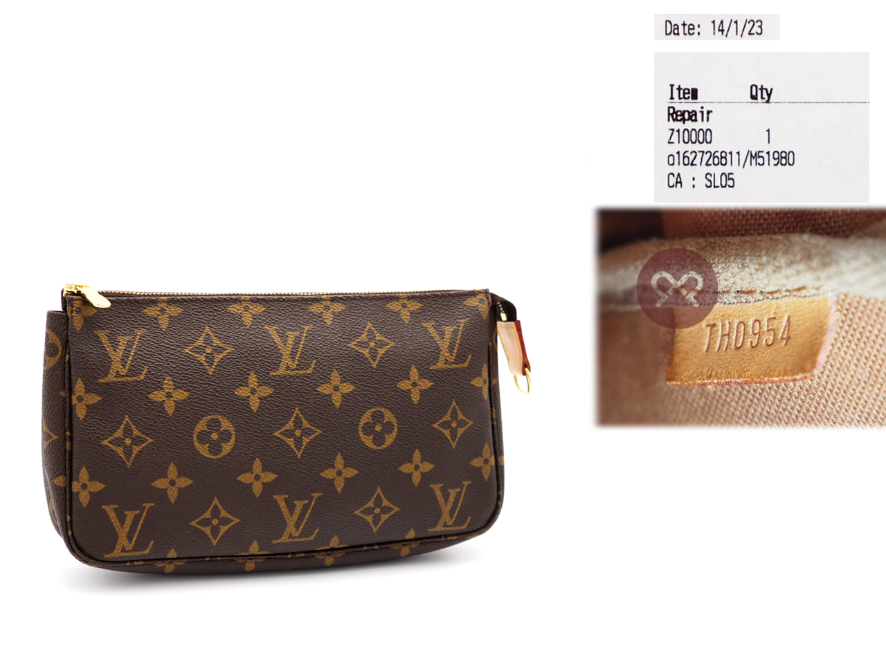 Louis Vuitton M40712 Monogram Canvas Pochette Accessories Pouch (TH0954)- Repaired - Image 2