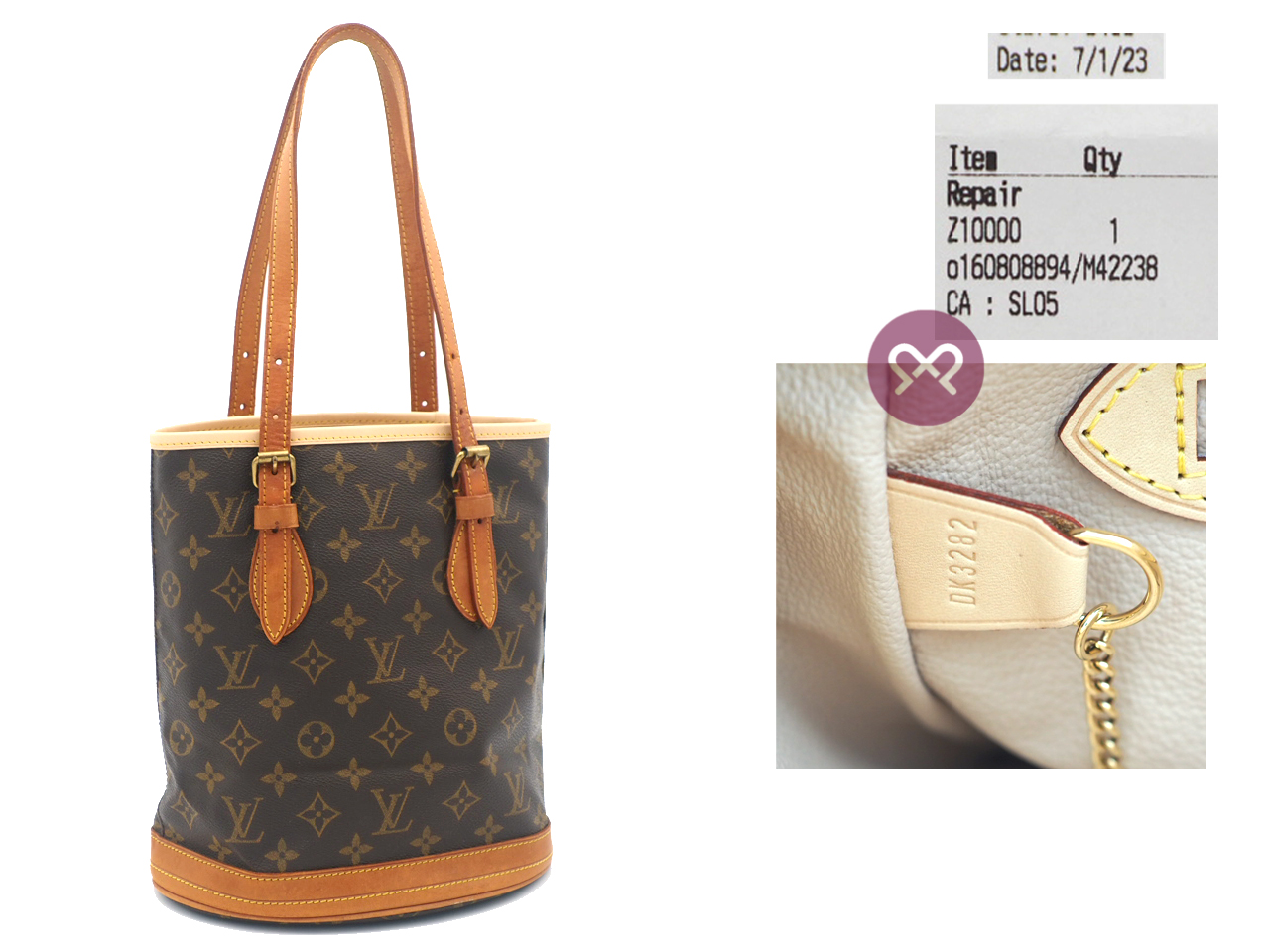 Louis Vuitton M42238 Monogram Bucket w/o Pouch (Repaired)-DK3282 - Image 2