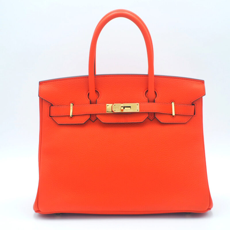 Hermes Birkin 30 Feu/ Orange Togo Leather T Stamp Gold Hardware