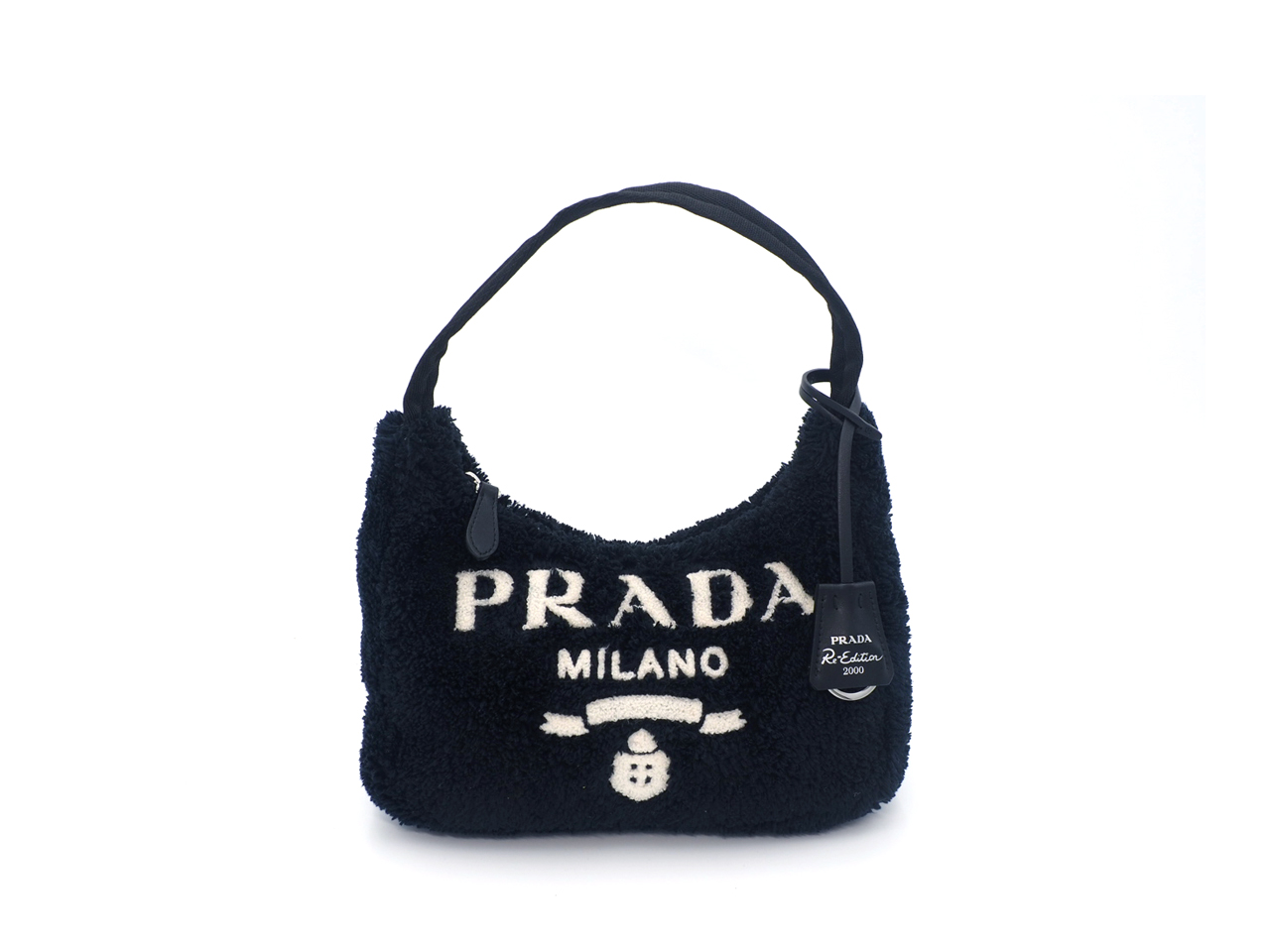 Prada 1BE515 Black Terry Mini Re-Edition 2000 Spunga Shoulder Bag