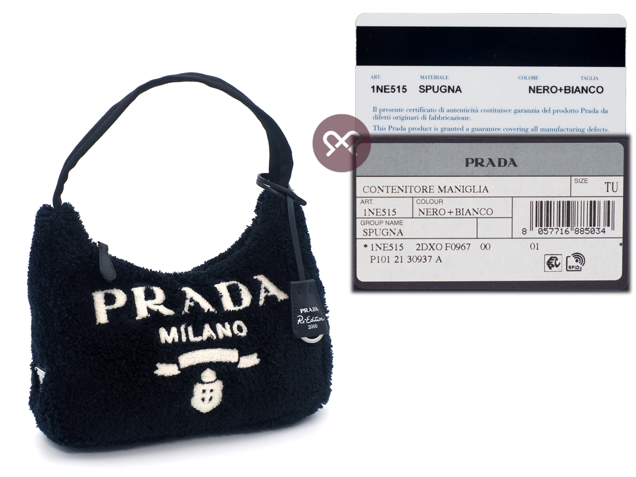 Prada 1BE515 Black Terry Mini Re-Edition 2000 Spunga Shoulder Bag - Image 2