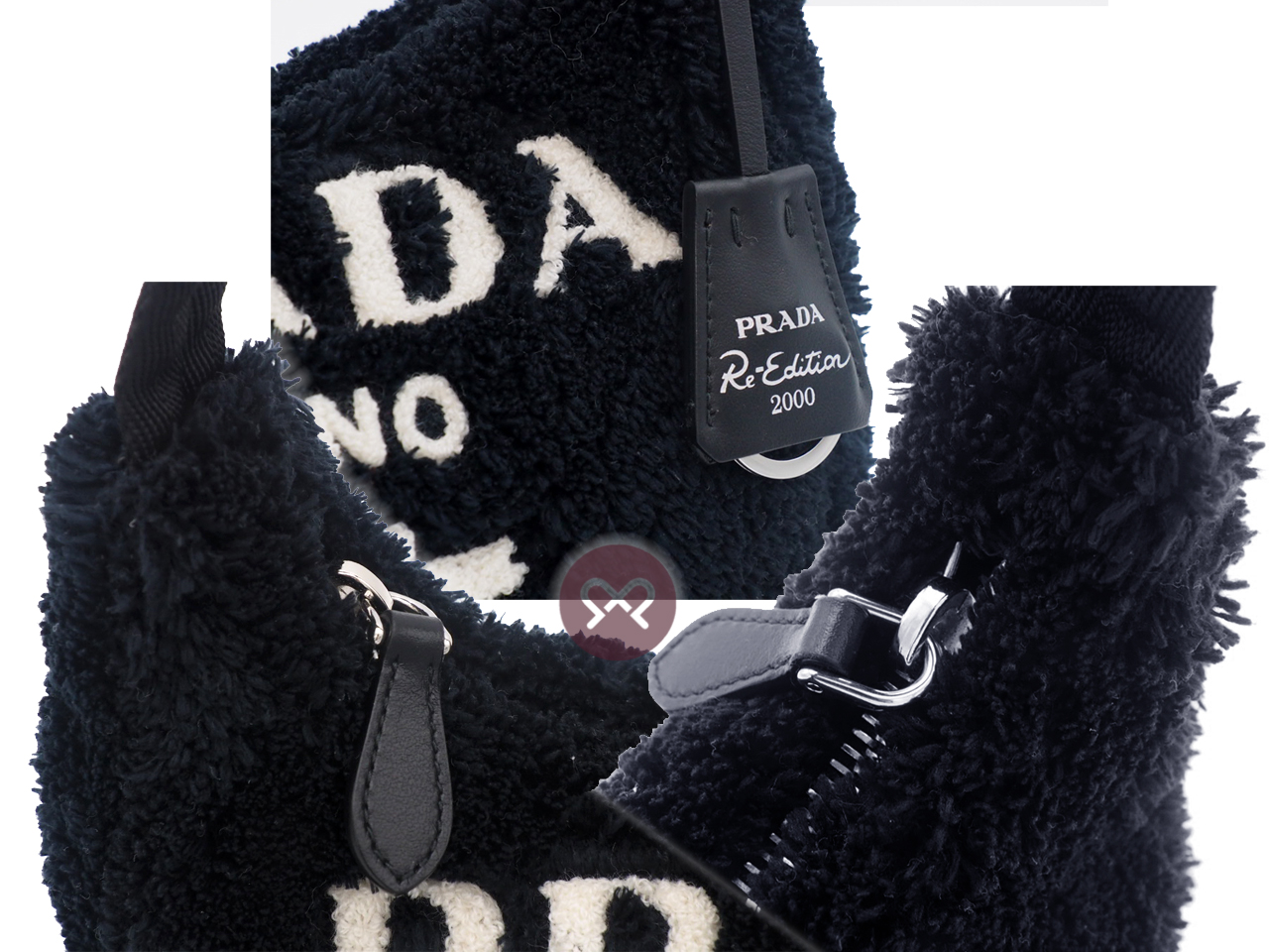 Prada 1BE515 Black Terry Mini Re-Edition 2000 Spunga Shoulder Bag - Image 5