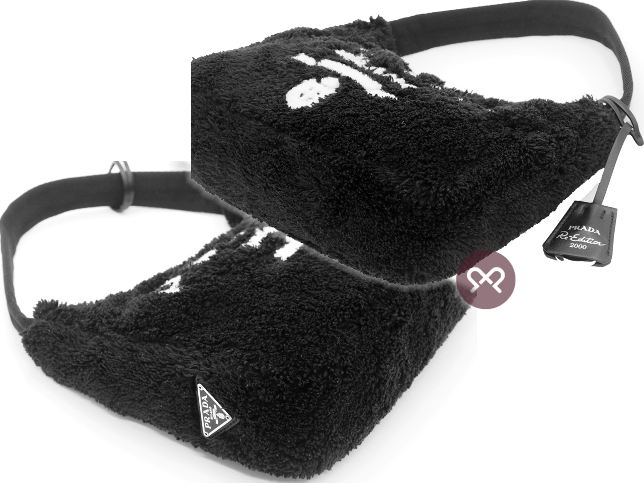 Prada 1BE515 Black Terry Mini Re-Edition 2000 Spunga Shoulder Bag - Image 6