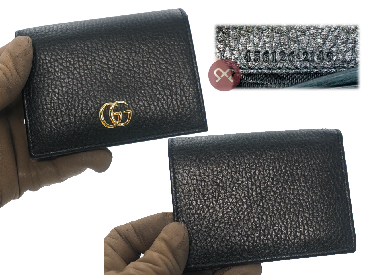 Gucci 456126 Black GG Flap Leather Card Case Wallet - Image 2