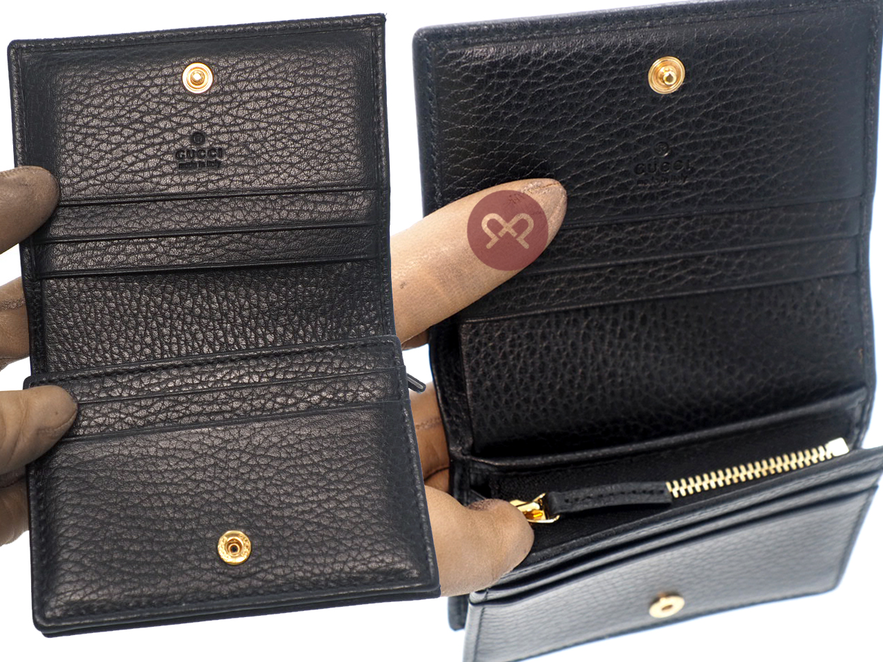 Gucci 456126 Black GG Flap Leather Card Case Wallet - Image 4