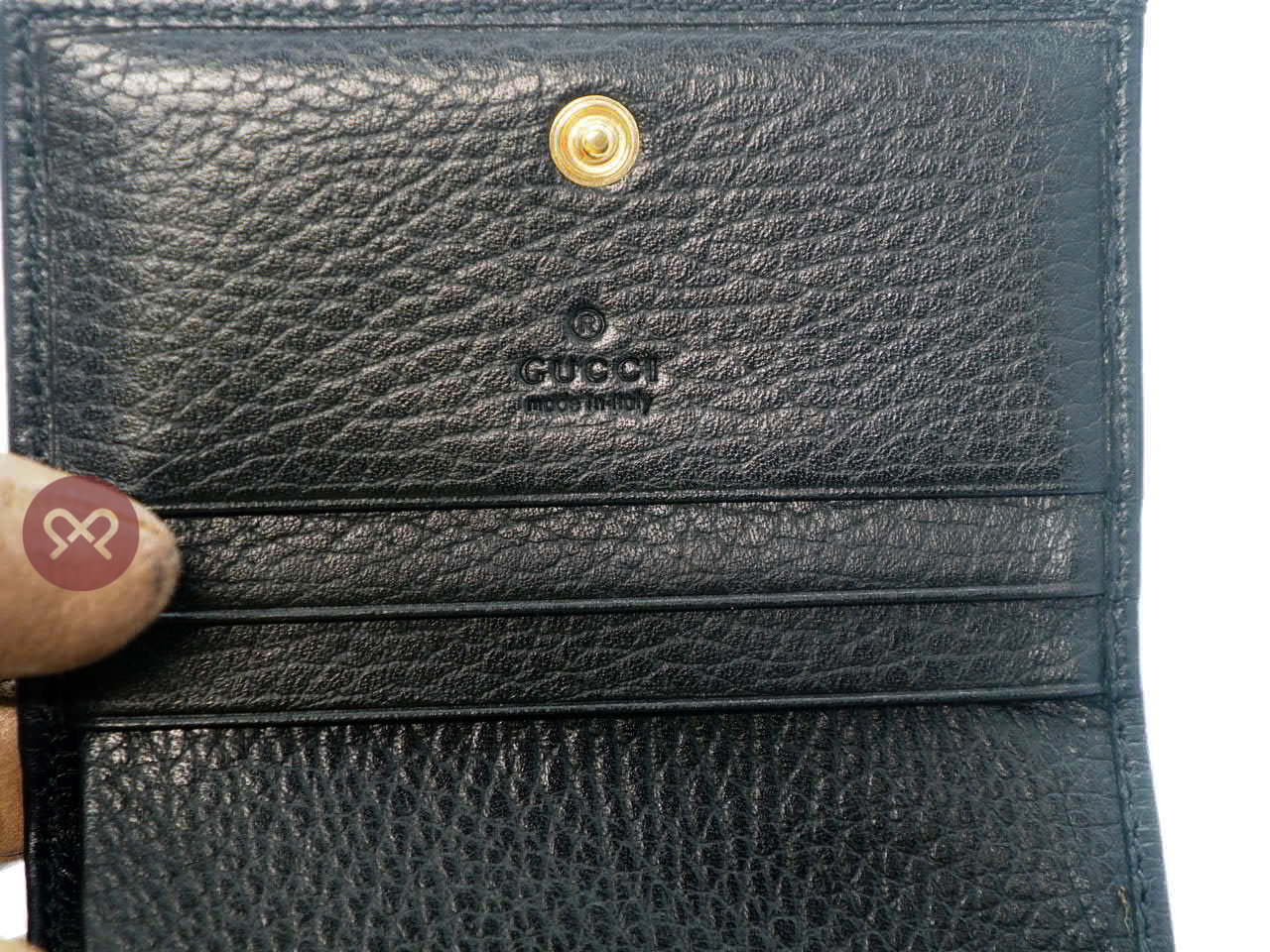Gucci 456126 Black GG Flap Leather Card Case Wallet - Image 5