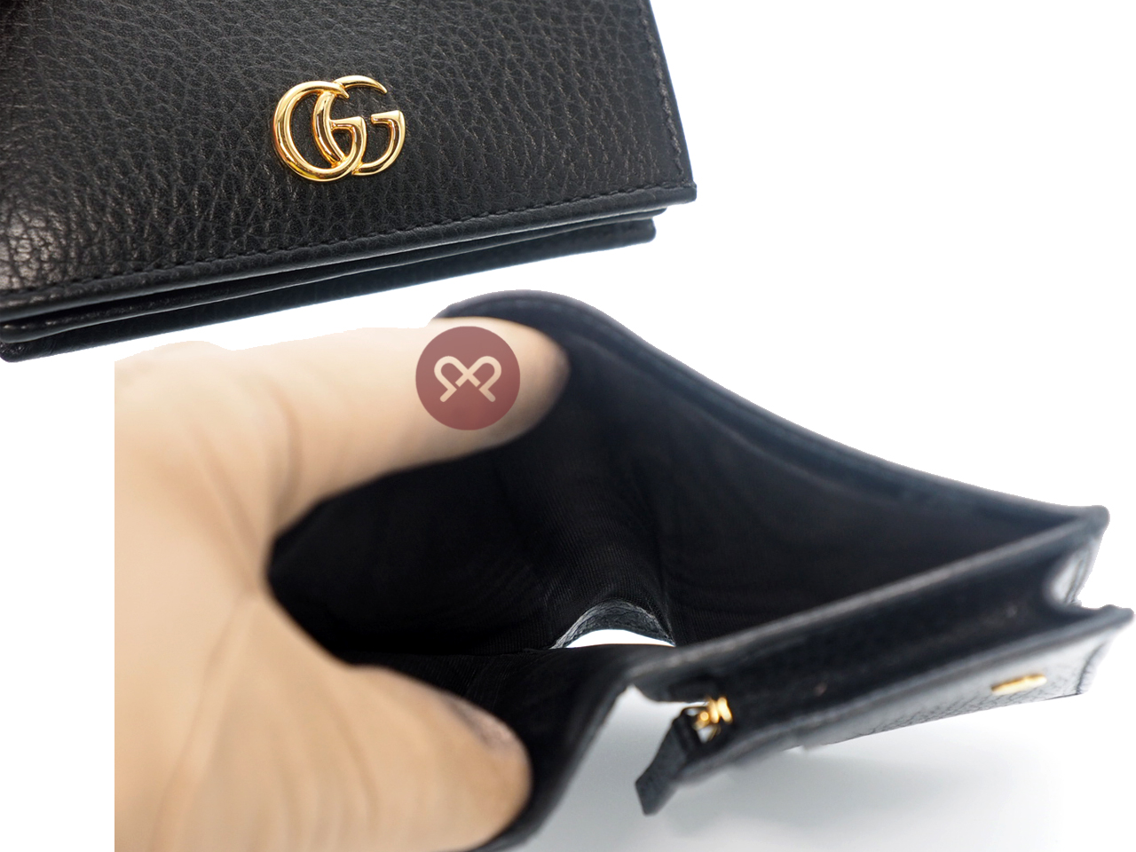 Gucci 456126 Black GG Flap Leather Card Case Wallet - Image 6
