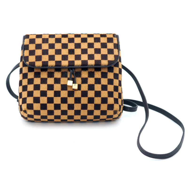 Louis Vuitton M92130 Brown Pony Hair Damier Sauvage Gazella Pouch/ Crossbody Bag (CE1000)