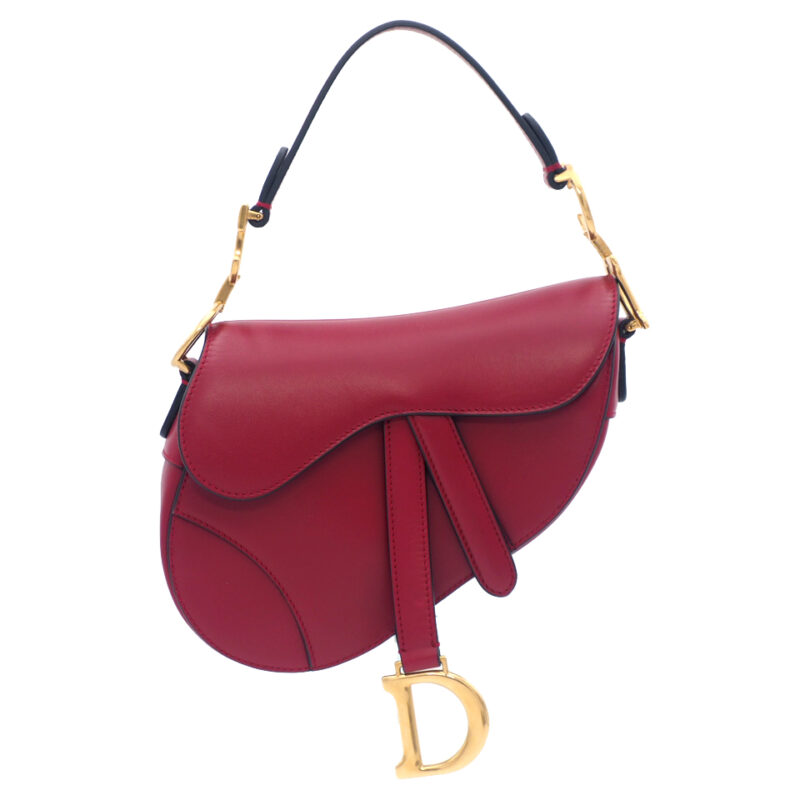Christian Dior M0456CBAA Scarlet Red Grained Calfskin Mini Saddle Handbag
