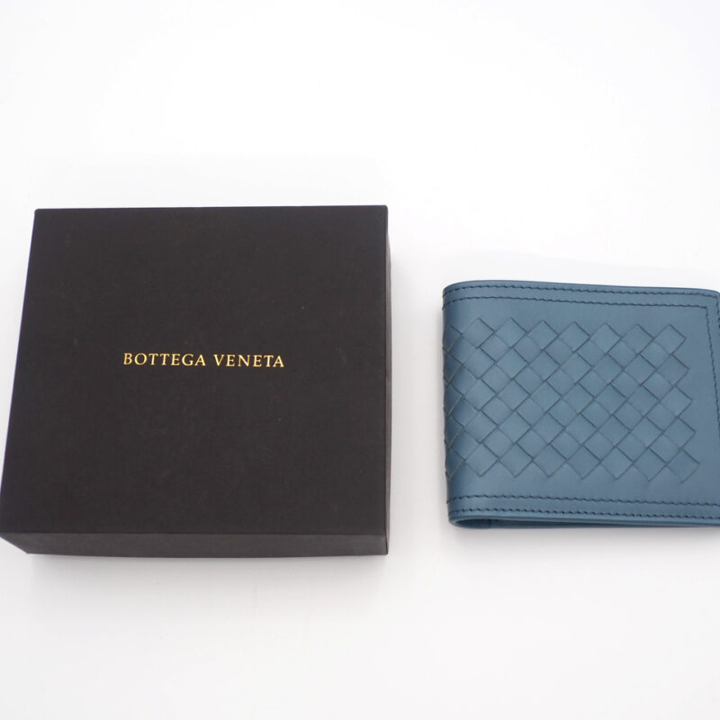 Bottega Veneta Blue Intrecciato Nappa Leather Bifold Wallet Wallet