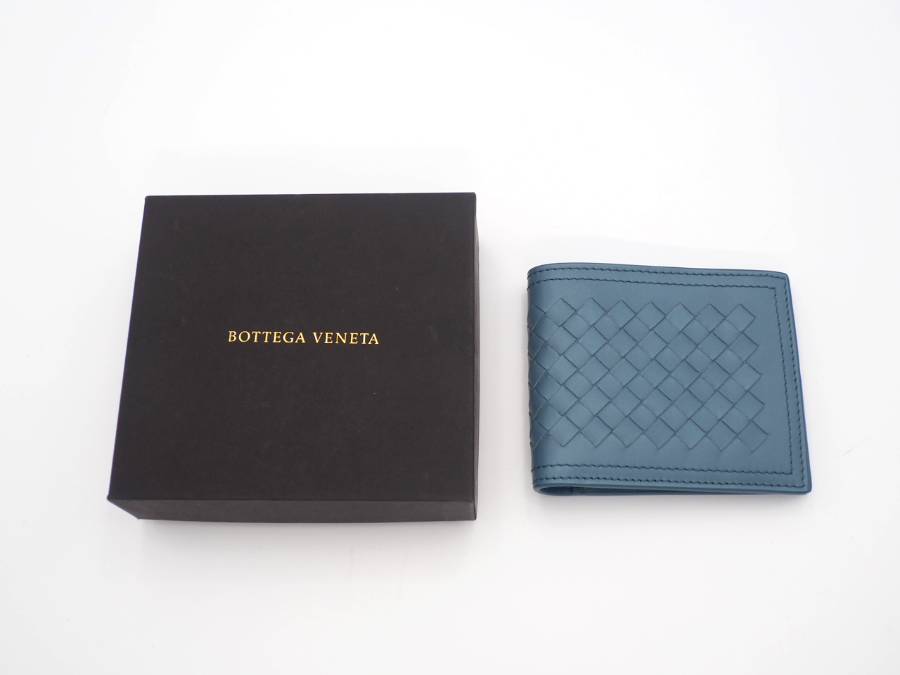 Bottega Veneta Blue Intrecciato Nappa Leather Bifold Wallet Wallet
