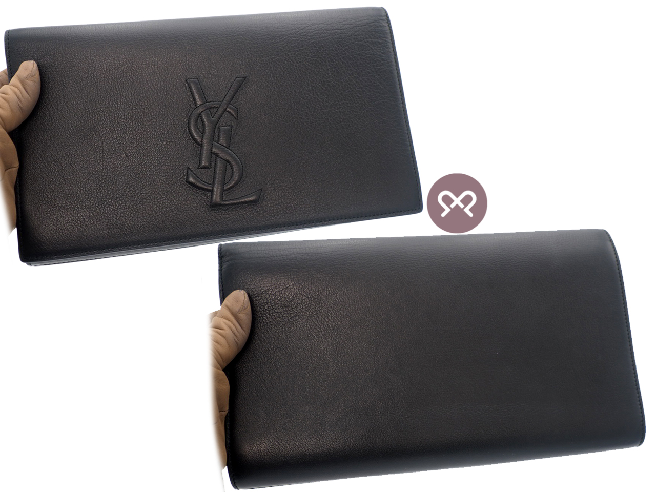 Yves Saint Laurent YSL 361120 Black Leather Large Belle de Jour Clutch Handbag - Image 3