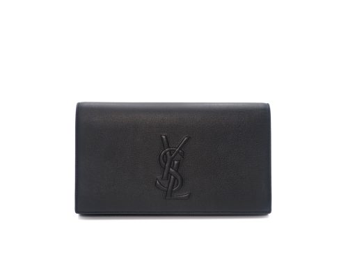 Yves Saint Laurent YSL 361120 Black Leather Large Belle de Jour Clutch Handbag