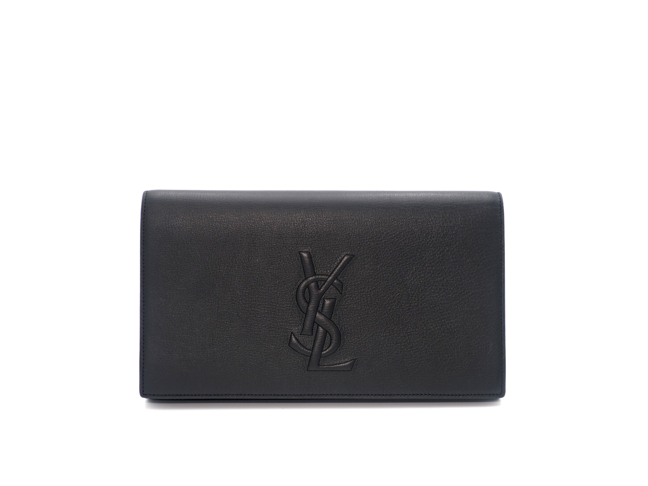 Yves Saint Laurent YSL 361120 Black Leather Large Belle de Jour Clutch Handbag