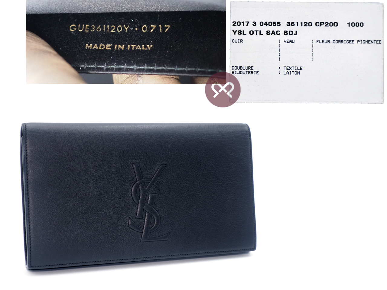 Yves Saint Laurent YSL 361120 Black Leather Large Belle de Jour Clutch Handbag - Image 2
