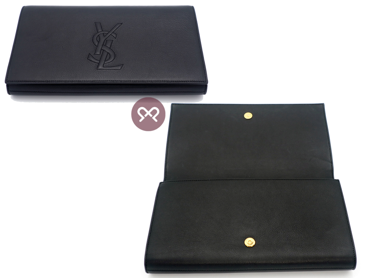Yves Saint Laurent YSL 361120 Black Leather Large Belle de Jour Clutch Handbag - Image 4