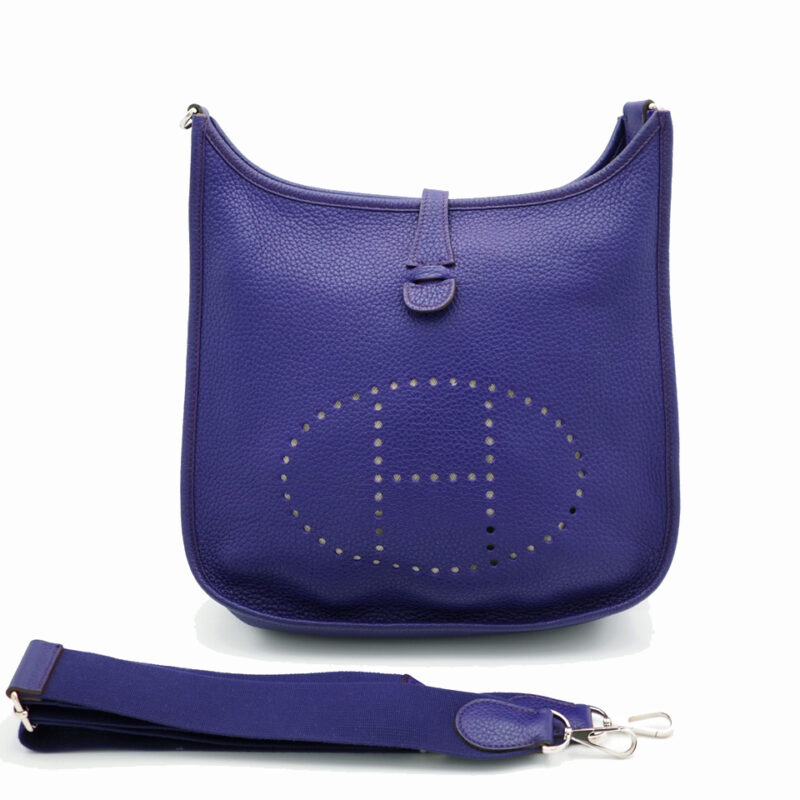 Hermes Evelyne PM Iris Clemence N Stamp with Strap Crossbody/ Messenger Bag
