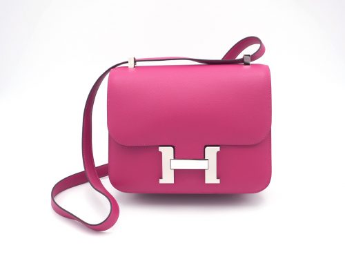 Hermes Constance III 24cm C Stamp Evercolor Rose Poupre Palladium Hardware with Receipt