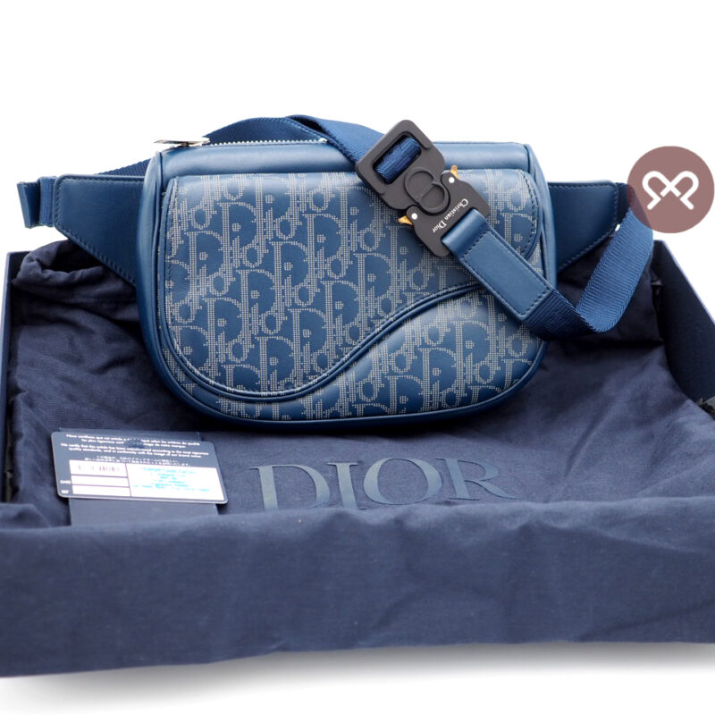Dior Homme Blue Oblique Galaxy Leather 'World Tour' Belt Bag -1ADPO223CLP