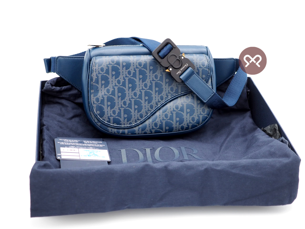 Dior Homme Blue Oblique Galaxy Leather 'World Tour' Belt Bag -1ADPO223CLP