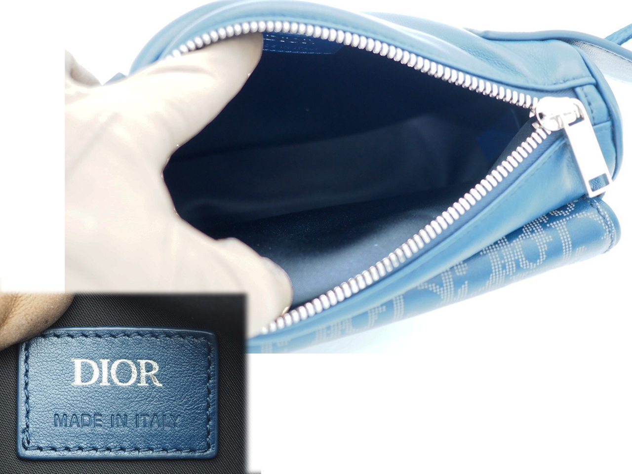 Dior Homme Blue Oblique Galaxy Leather 'World Tour' Belt Bag -1ADPO223CLP - Image 11