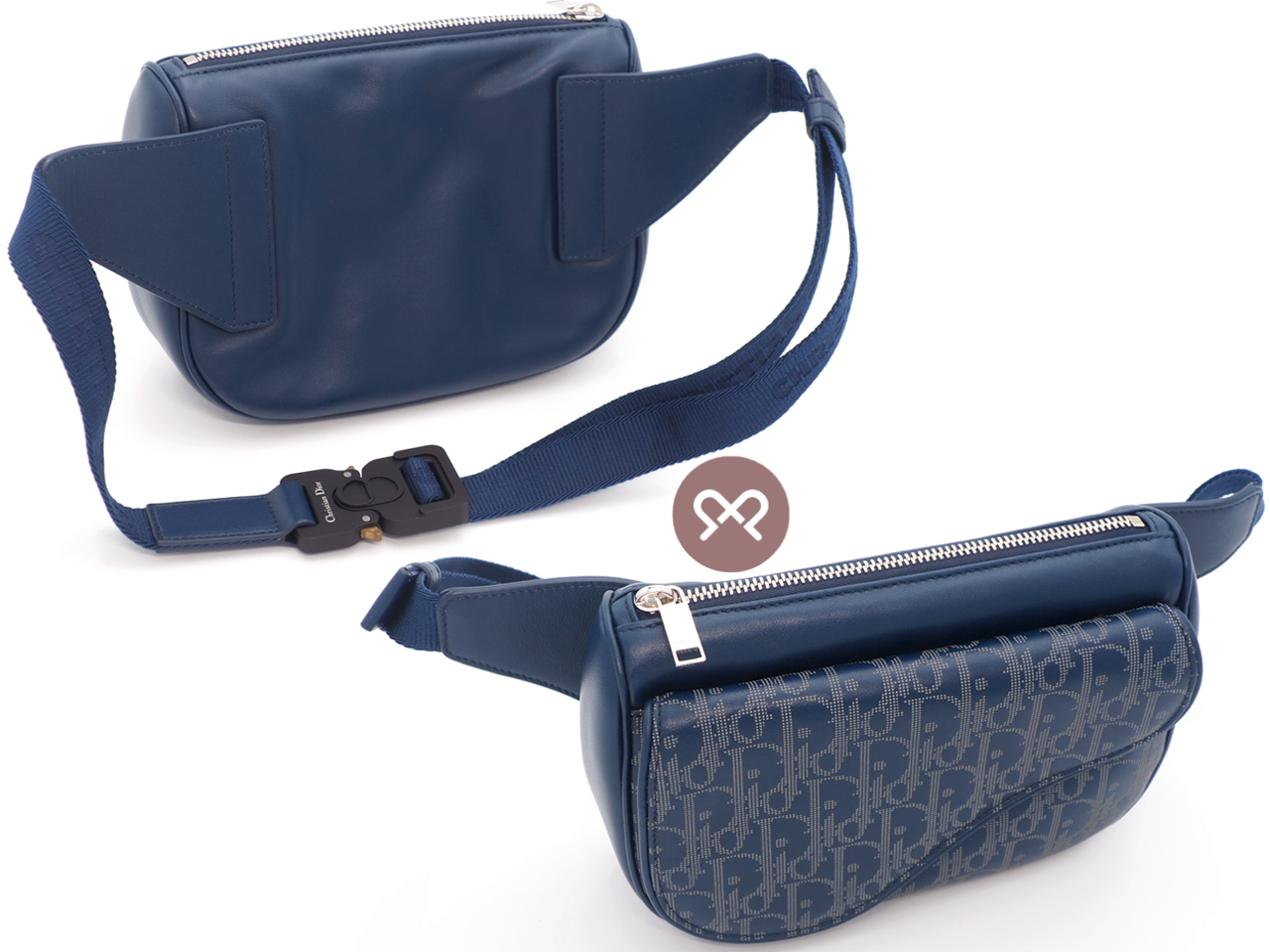 Dior Homme Blue Oblique Galaxy Leather 'World Tour' Belt Bag -1ADPO223CLP - Image 6