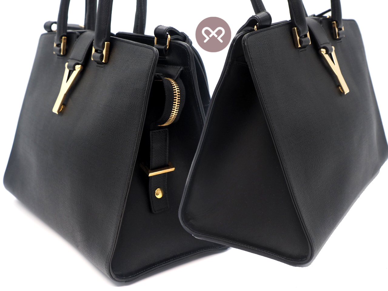 YSL Black Smooth Calf Bo Ligne Y Cabas Tote Shoulder Bag - Image 6