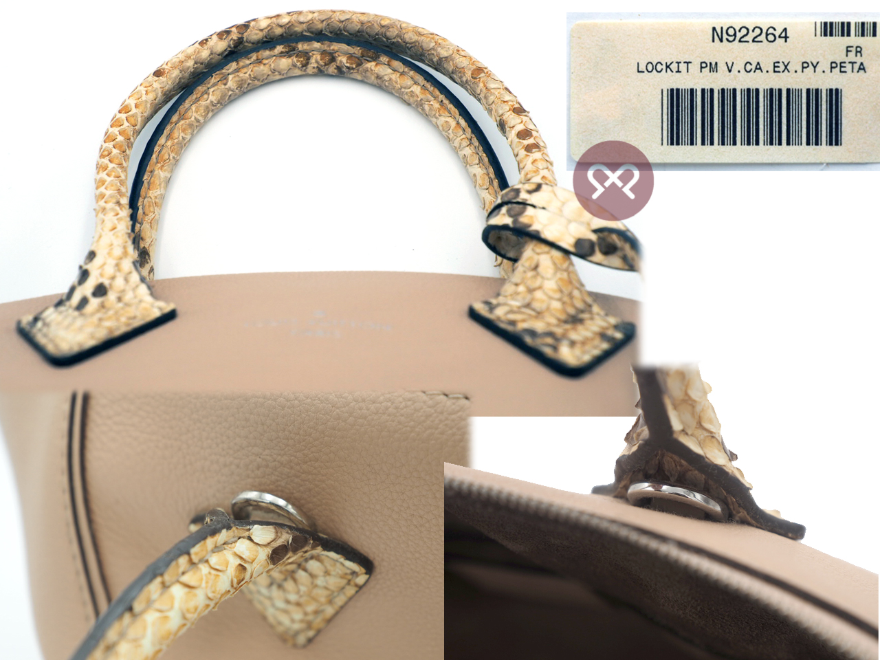 Louis Vuitton N92264 Exotic Python Leather Petale Lockit PM 2-Way Bag (MI2105) - Image 6