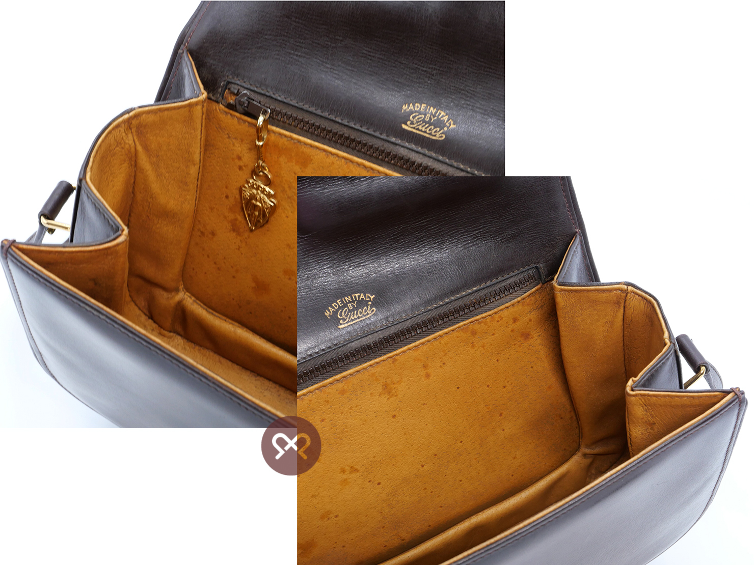 Gucci 1955 Vintage Brown Calf Horsebit Flap Gold Hardware - Image 7