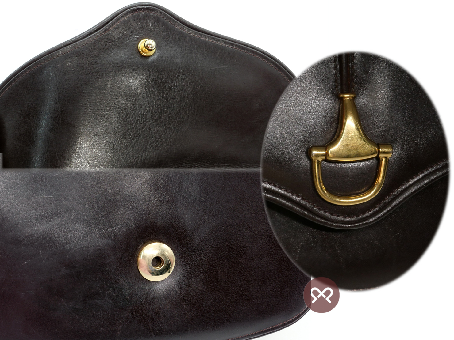 Gucci 1955 Vintage Brown Calf Horsebit Flap Gold Hardware - Image 6