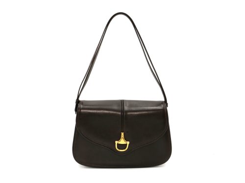 Gucci 1955 Vintage Brown Calf Horsebit Flap Gold Hardware