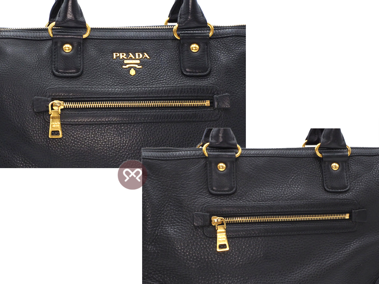 Prada BL0639 Black/ Nero Front Zip Convertible Vitello Daino Document Tote with Strap - Image 5