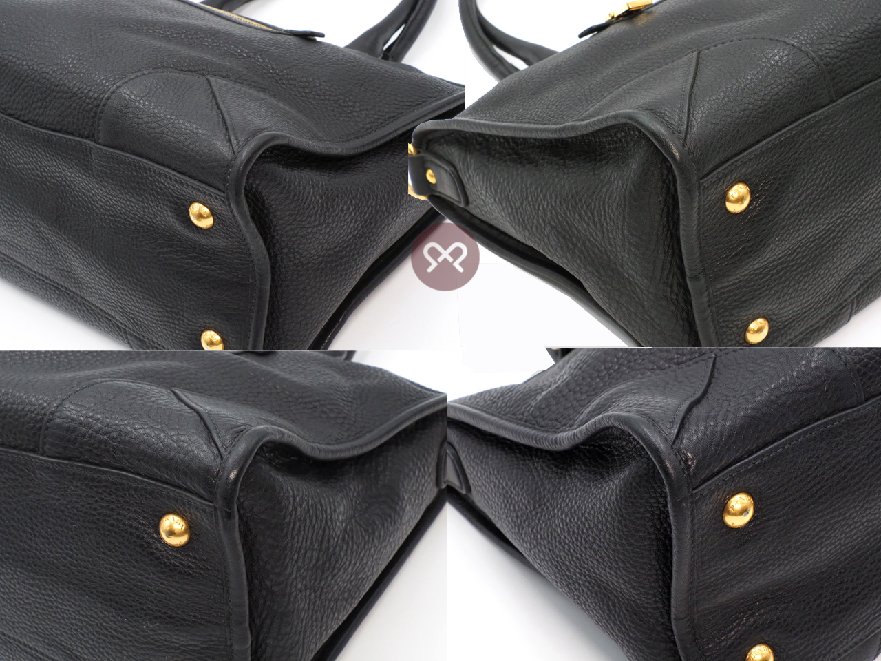 Prada BL0639 Black/ Nero Front Zip Convertible Vitello Daino Document Tote with Strap - Image 7
